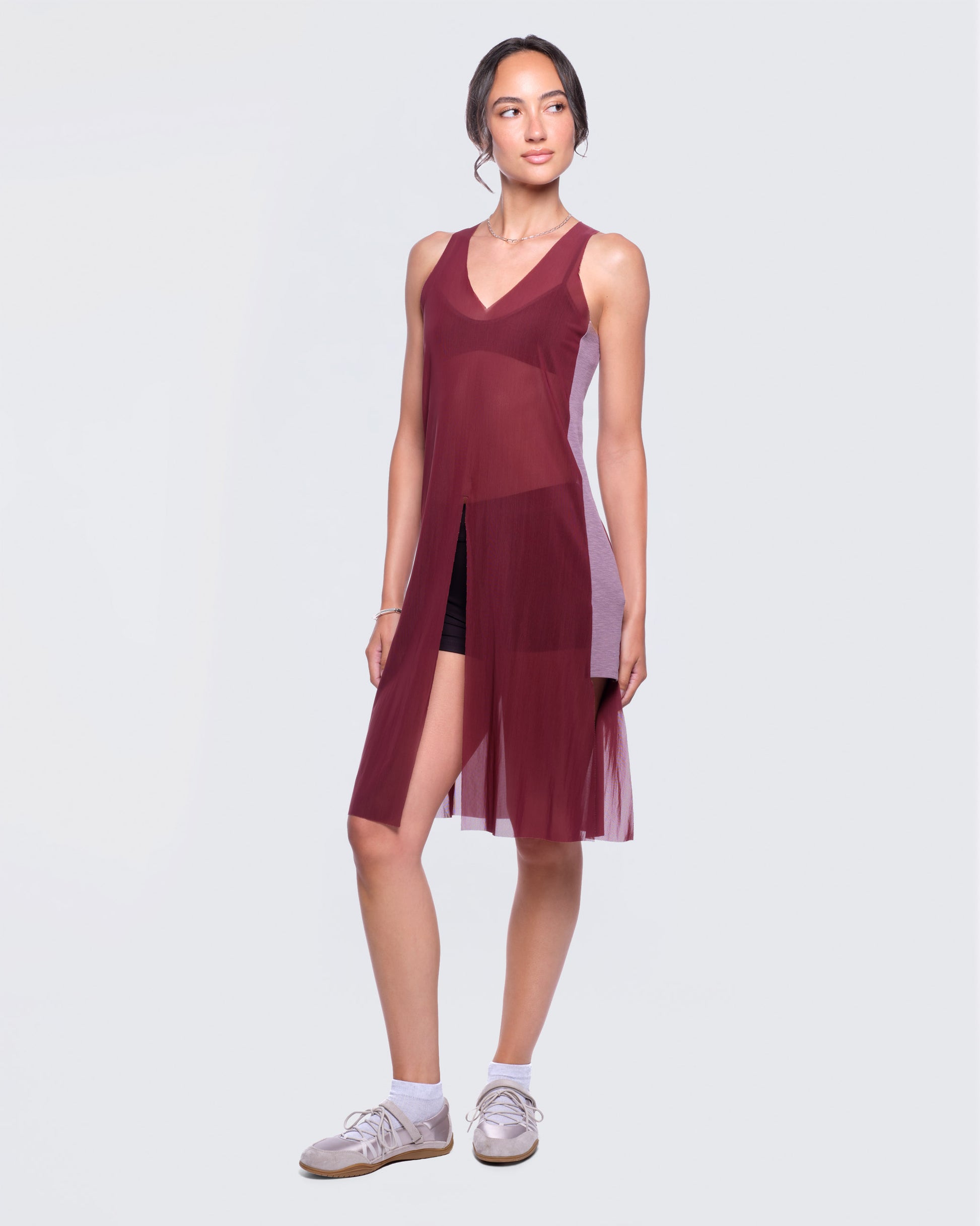 12twelve burgundy mesh air dress