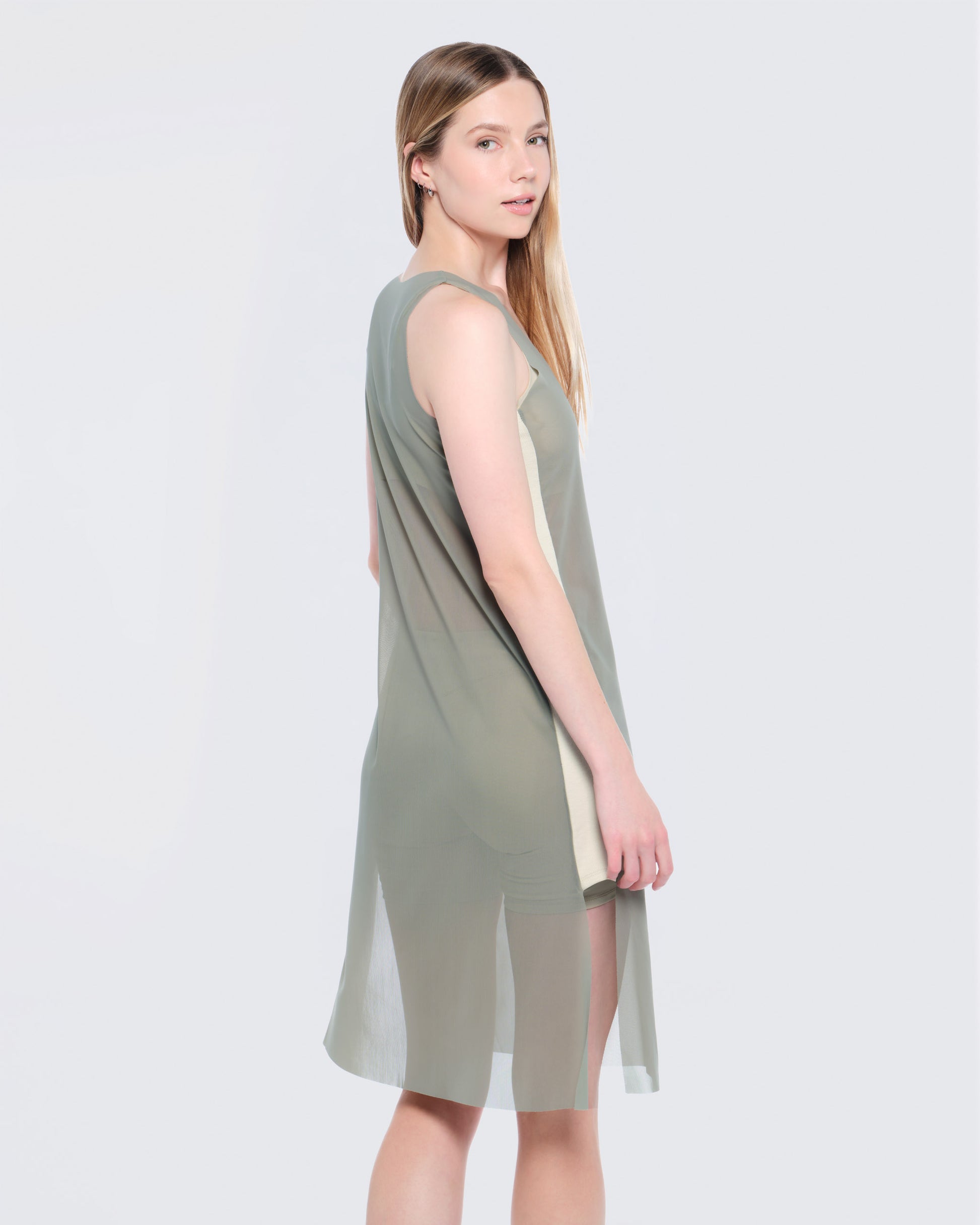 12twelve sage green mesh air dress