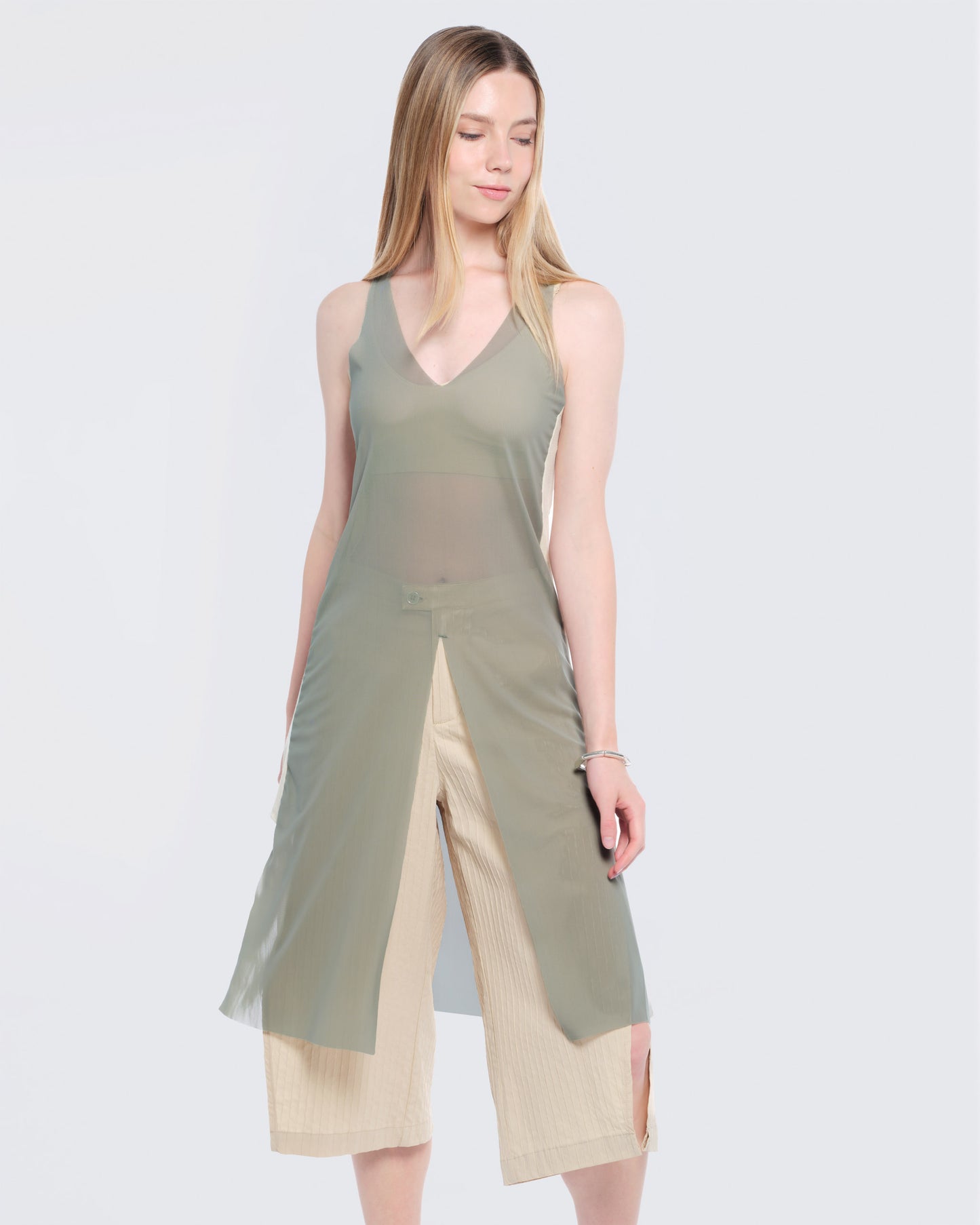 12twelve sage green mesh air dress