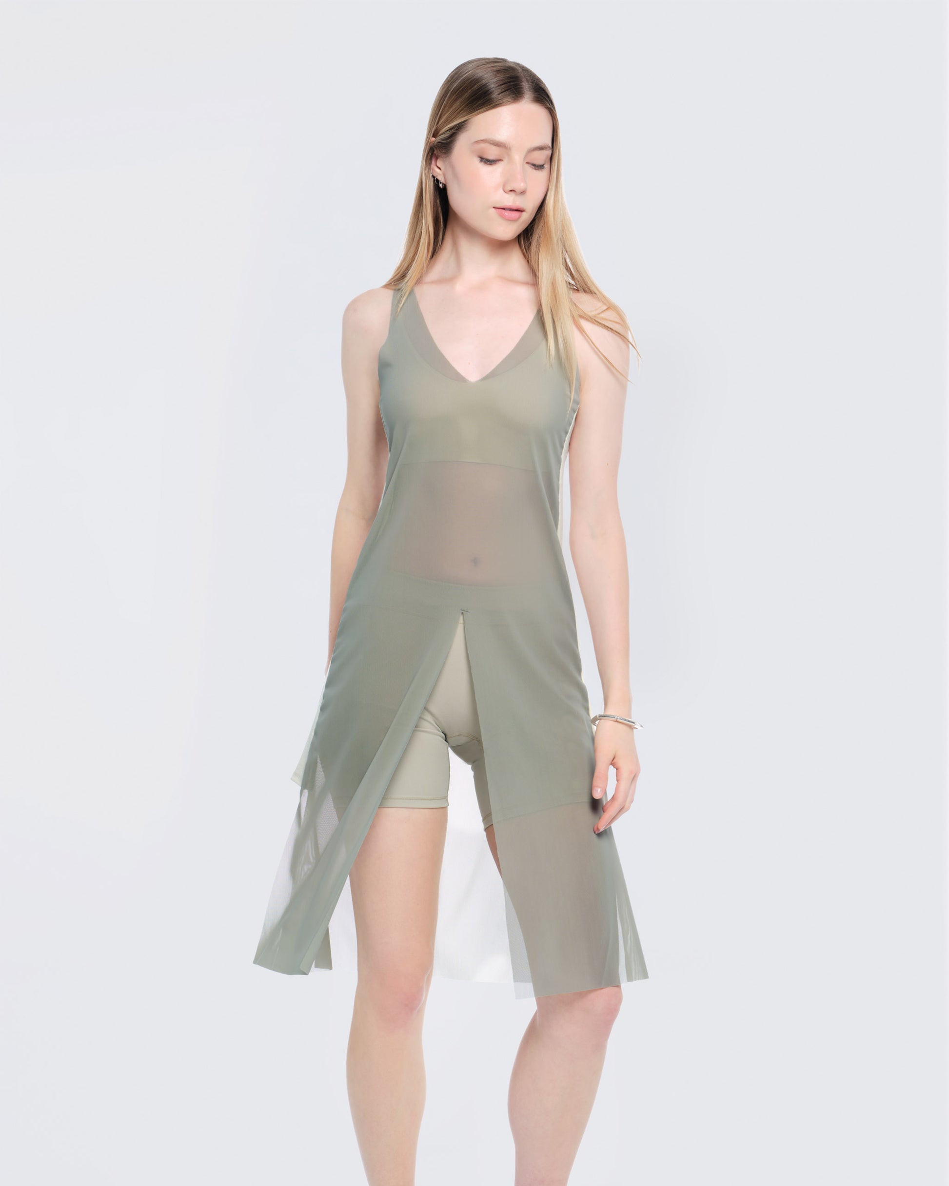 12twelve sage green mesh air dress