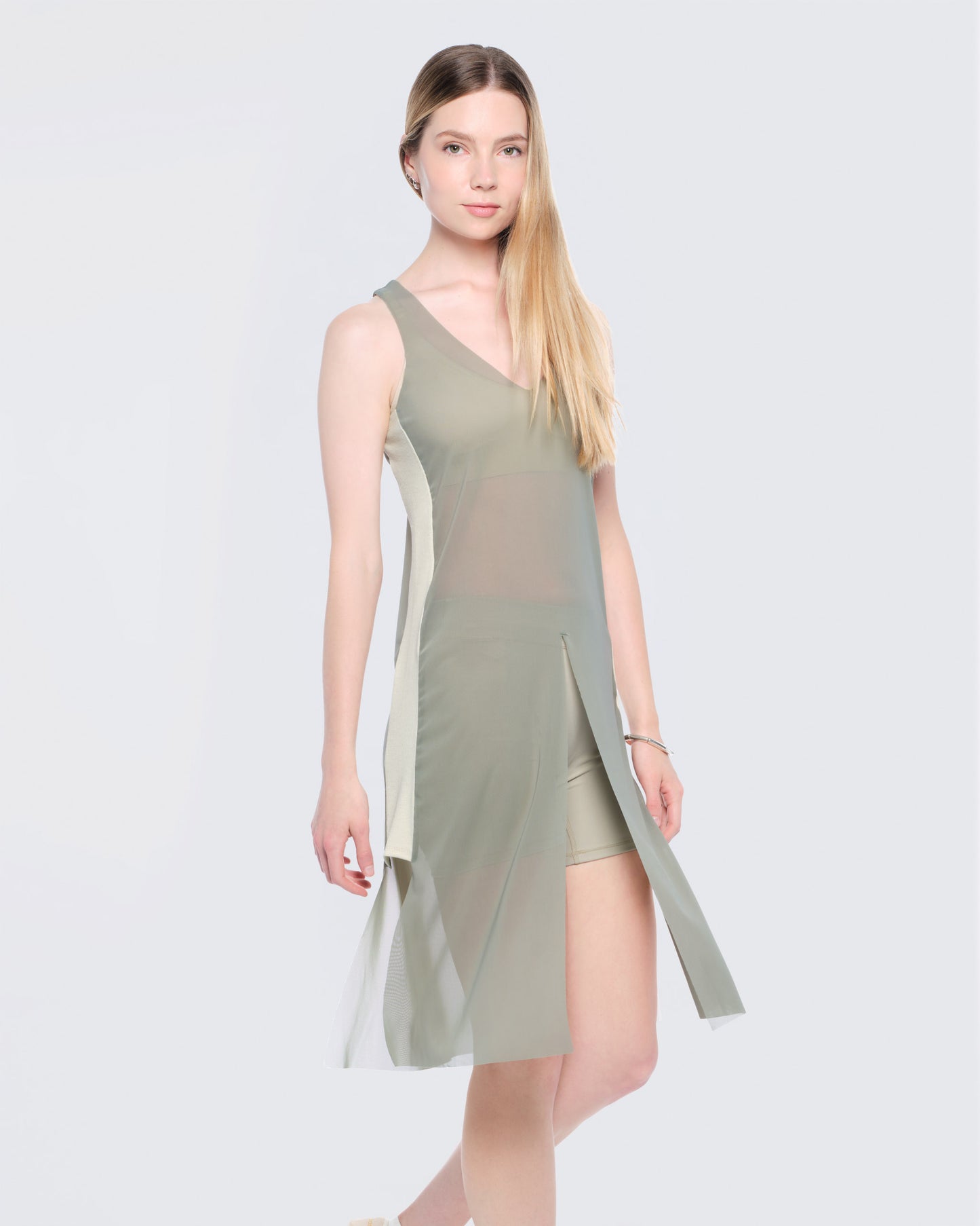 12twelve sage green mesh air dress
