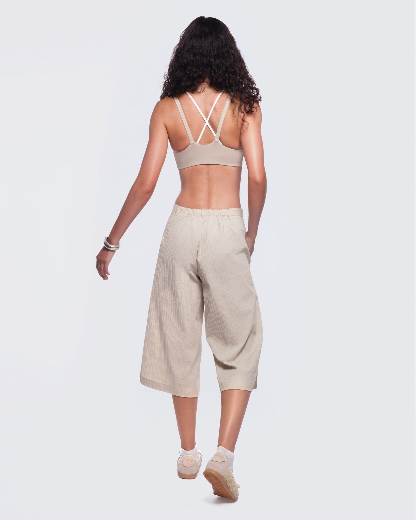 12twelve textured cotton ivory wide leg ease shorts