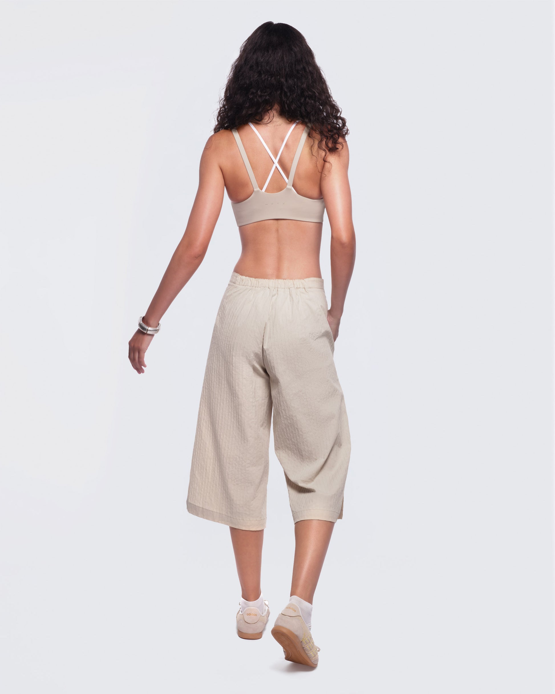 12twelve textured cotton ivory wide leg ease shorts