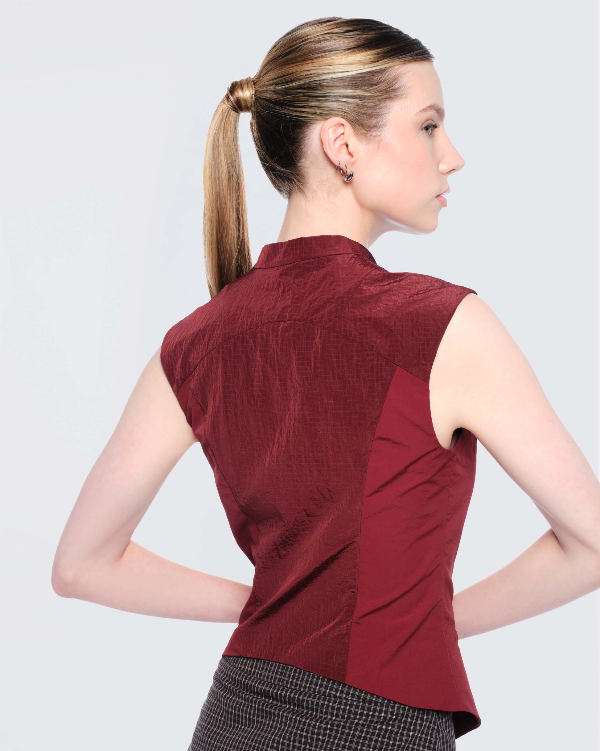 12twelve burgundy panel vest