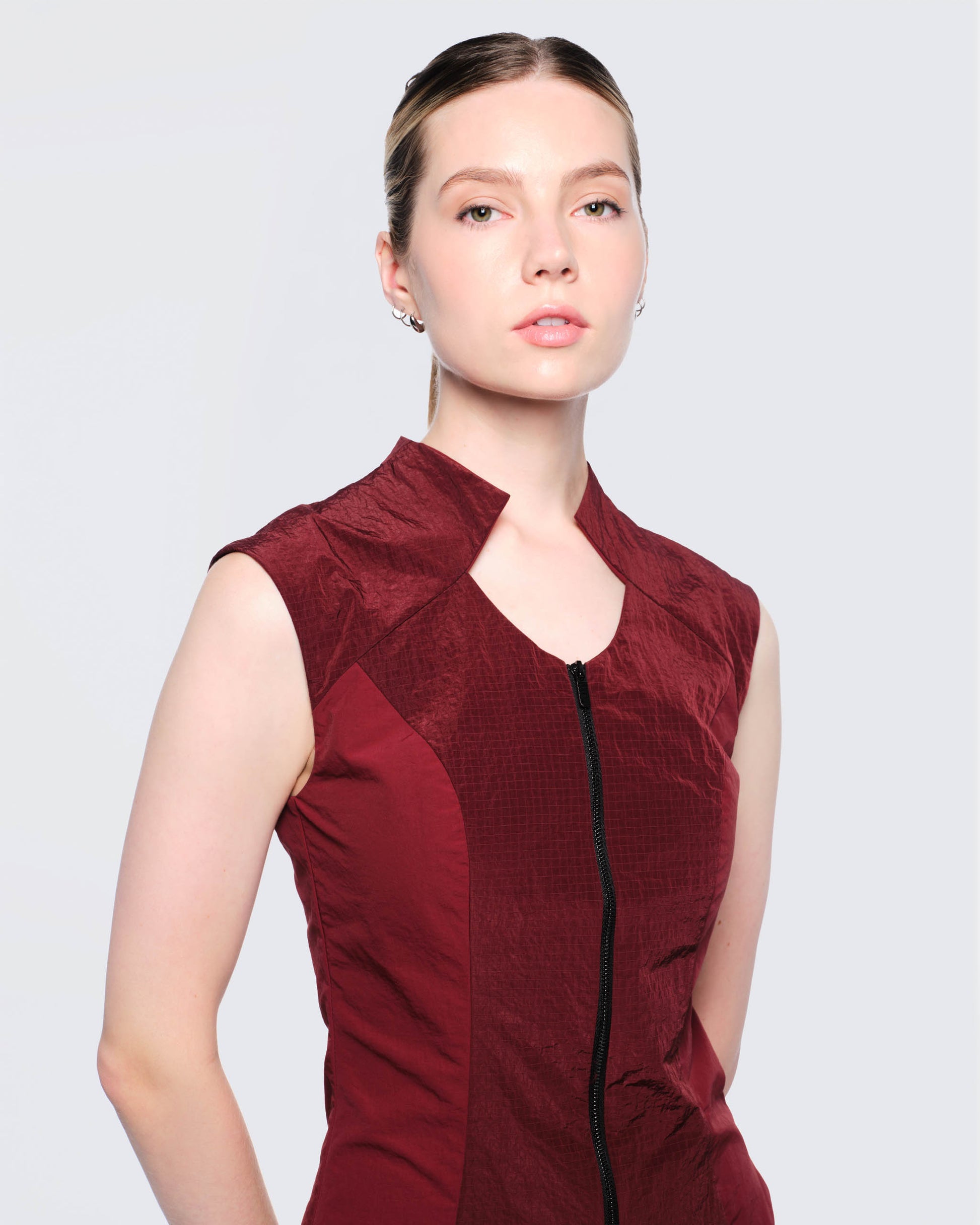 12twelve burgundy panel vest