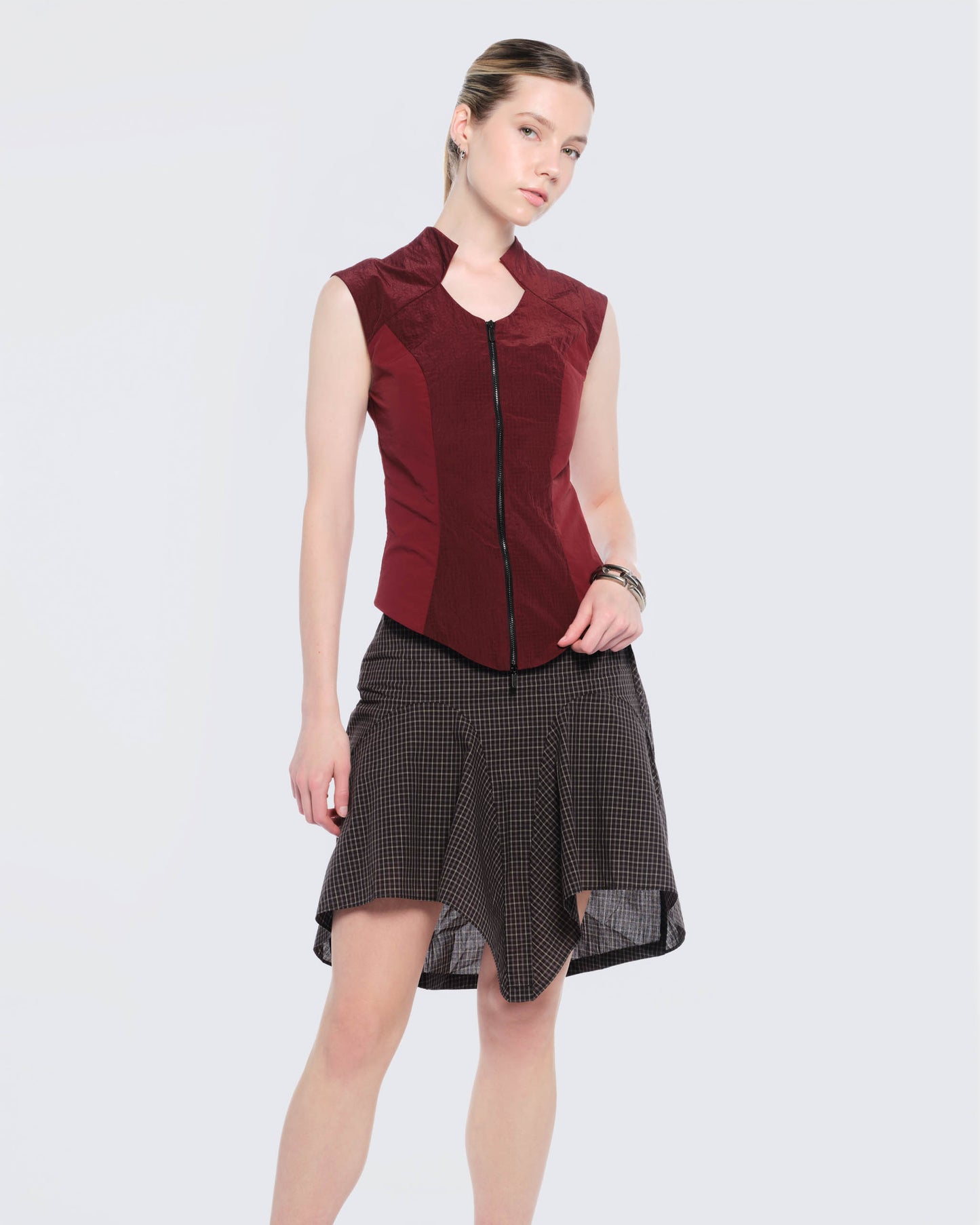 12twelve burgundy panel vest