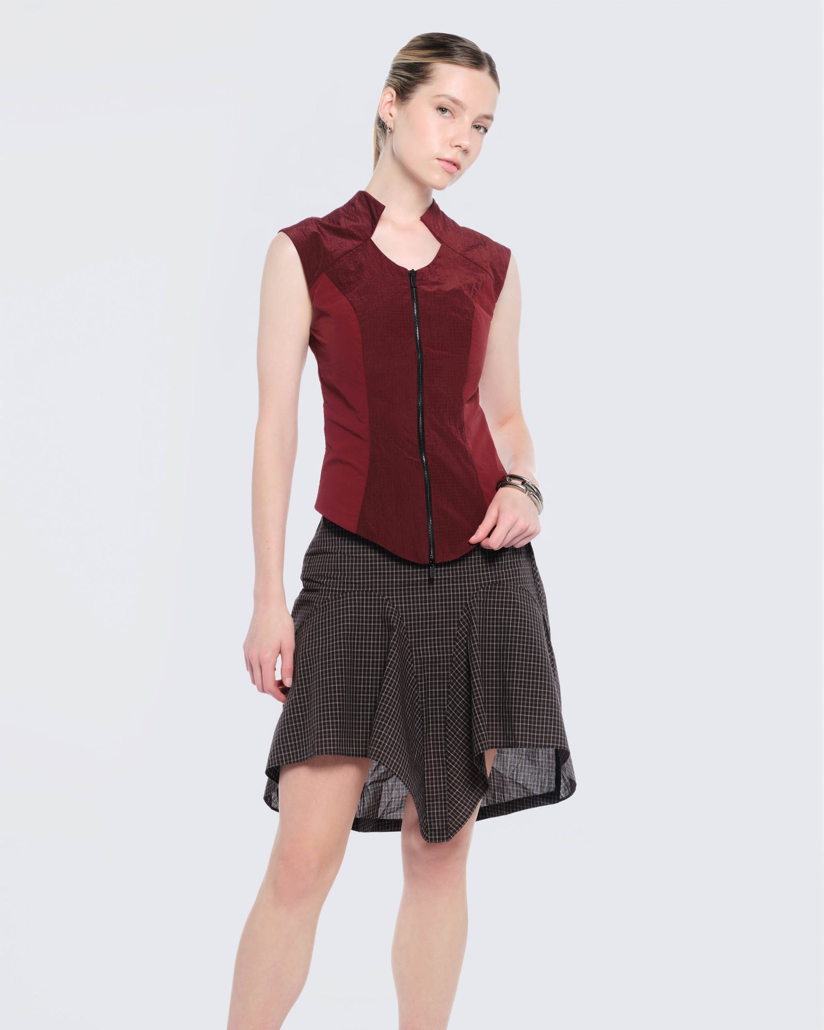 12twelve burgundy panel vest