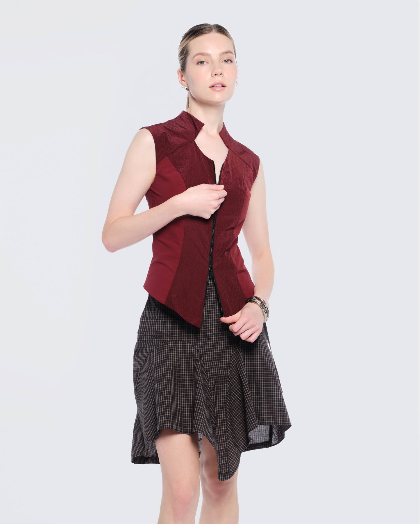 12twelve burgundy panel vest