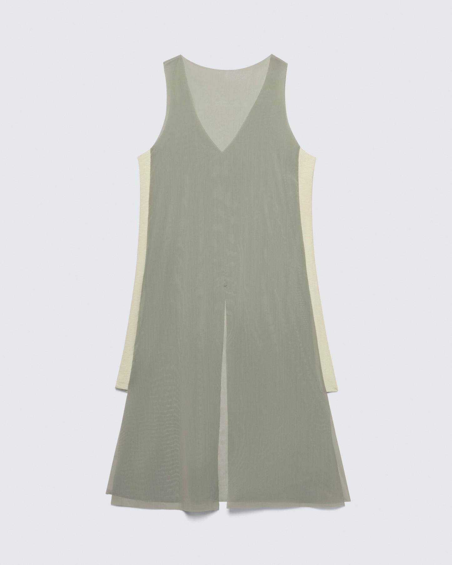 Flatlay of the 12Twelve Air Dress in Sage, highlighting its fluid silhouette