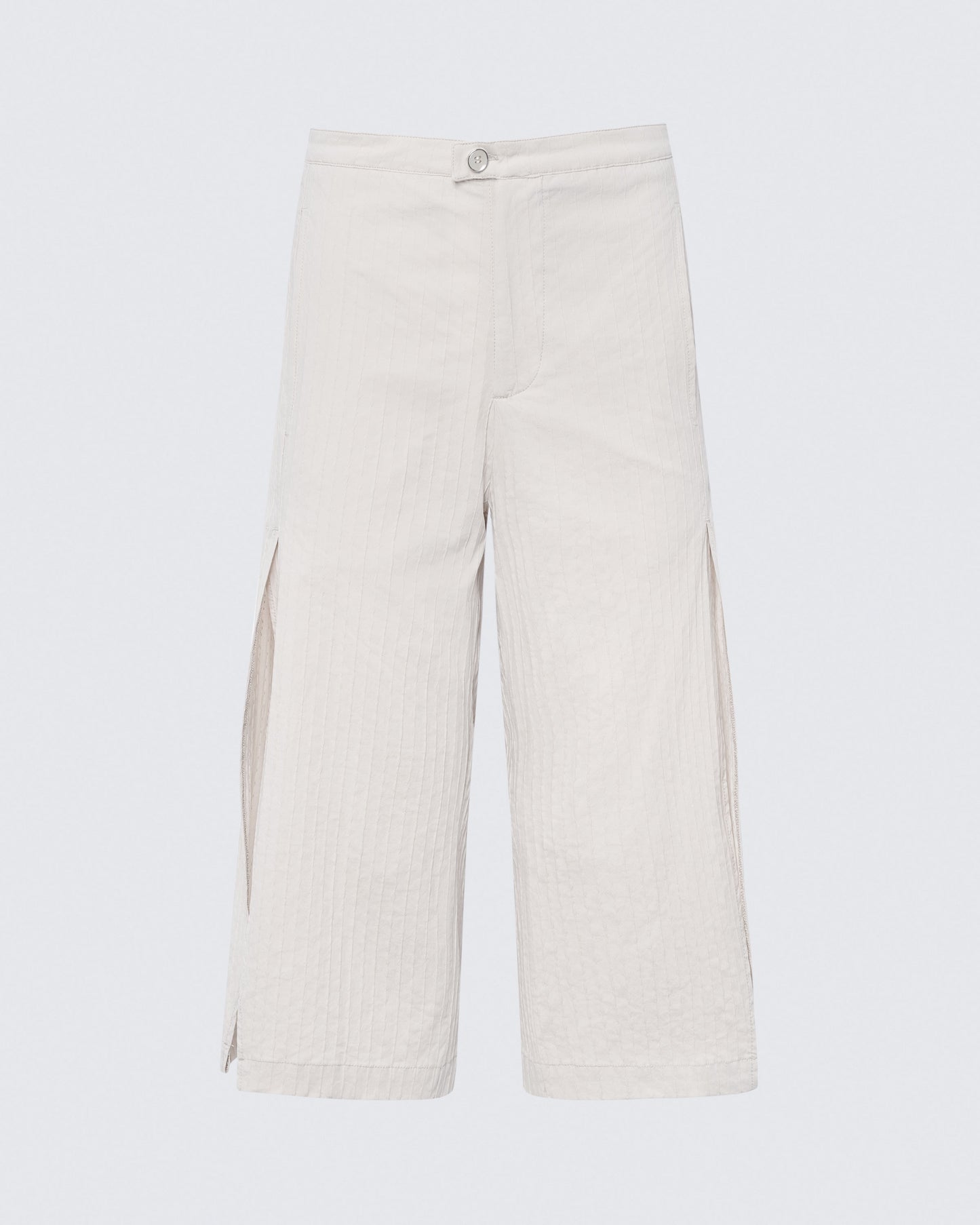 Flatlay of 12Twelve Ease Short in ivory, displaying wide-leg silhouette