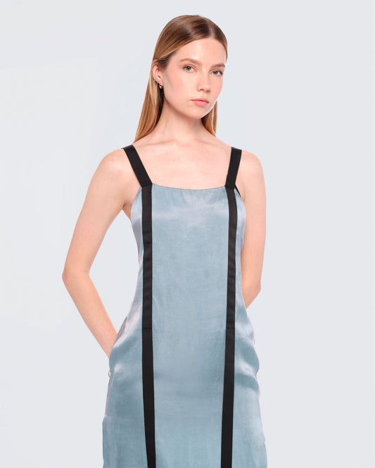 12twelve steel blue satin slip dress