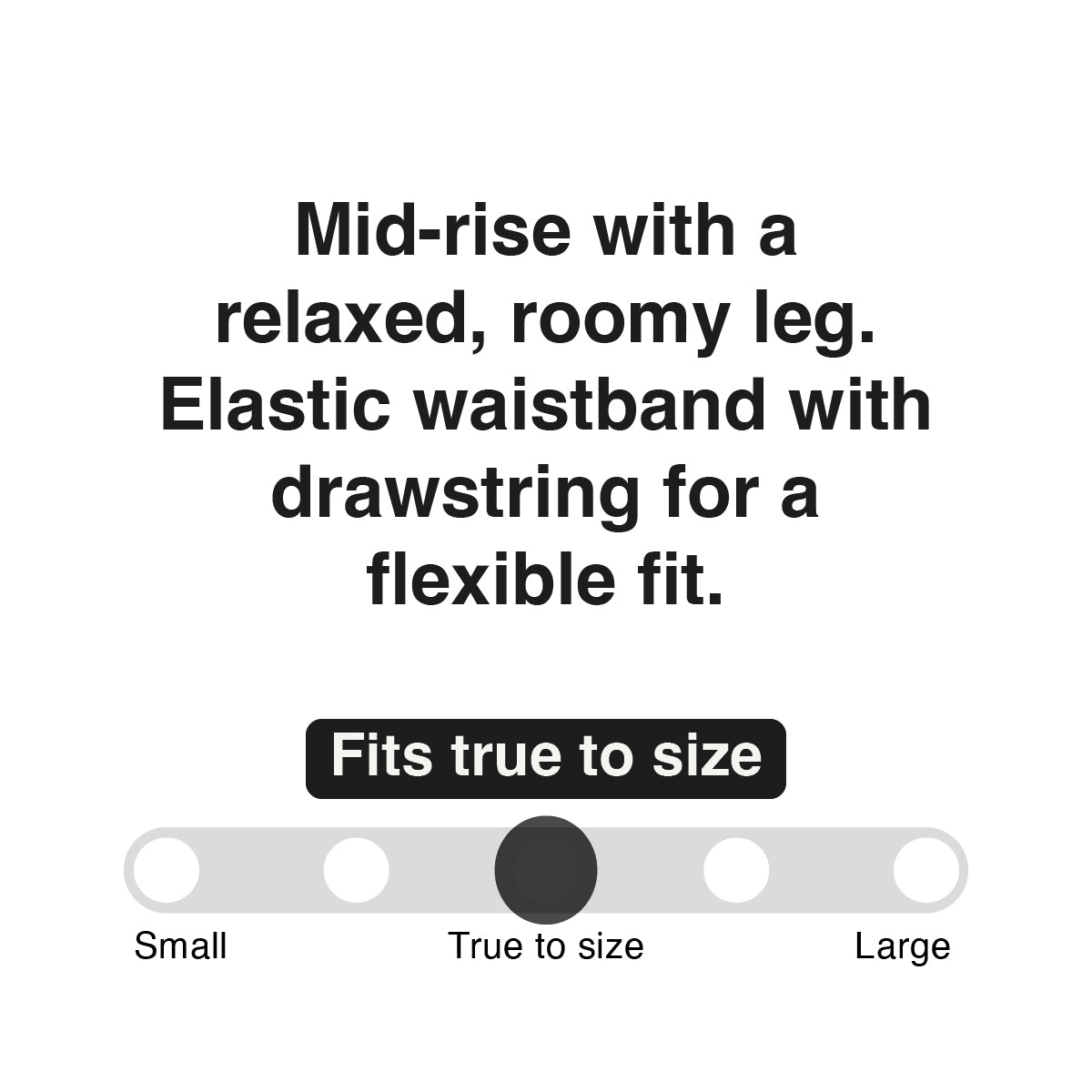 A diagram showing the fit of the 12twelve black track pants. 